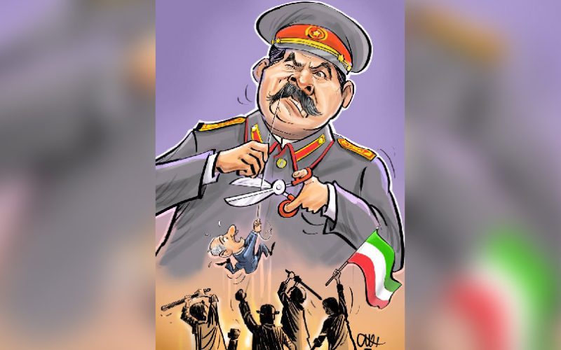 کاریکاتور: استالین طناب فرقه دموکرات را پاره کرد/ مردم آذربایجان علیه فرقه قیام کرد