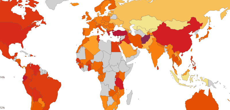 لبنان، ترکیه و افغانستان، خشمگین‌ترین و ناراحت‌ترین کشورها